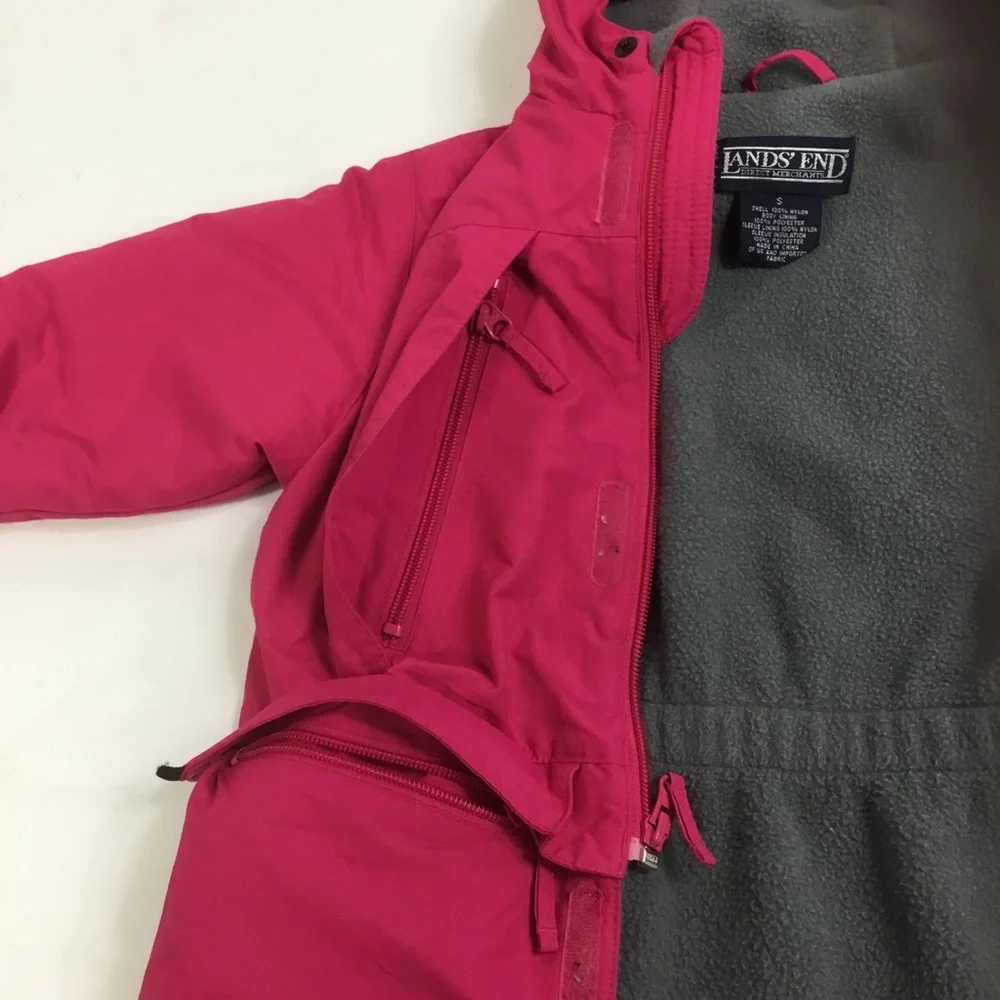 Lands End kids Coat Pink Size S zip up ‎ snap